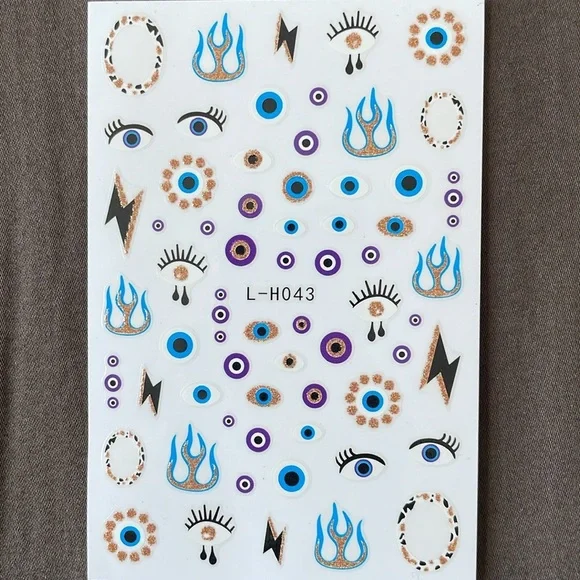 Brand New 5 Pack Nail Art Stickers - Evil Eye, Mushrooms etc. - Picture 3 of 6